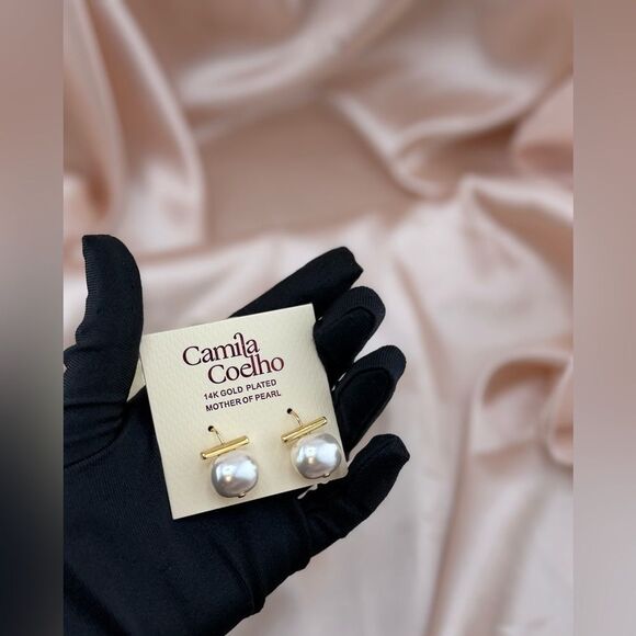 Camila Coelho 14K Gold Plated Mother of Pearl Earrings - Picture 4 of 6